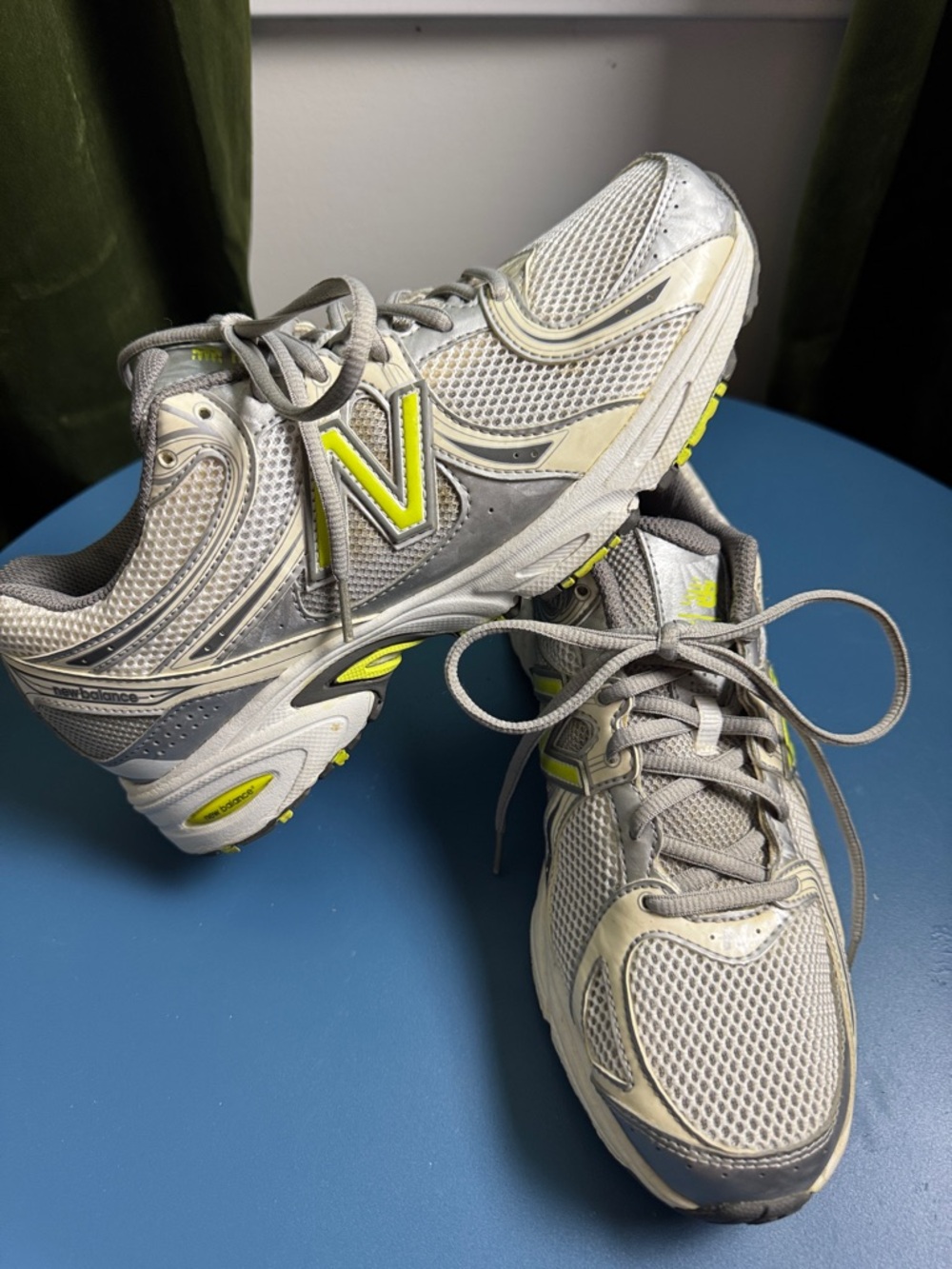 New Balance Men's Gray and Neon Yellow Athletic Sneakers